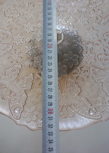 Çiçek Desenli Parlak Bej Tabak sunumluk - Görsel 13