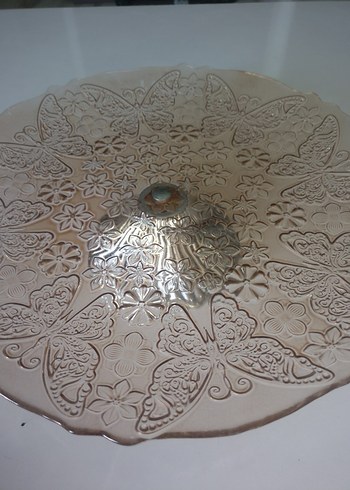 Çiçek Desenli Parlak Bej Tabak sunumluk - Görsel 7