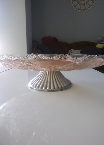 Çiçek Desenli Parlak Bej Tabak sunumluk - Görsel 14