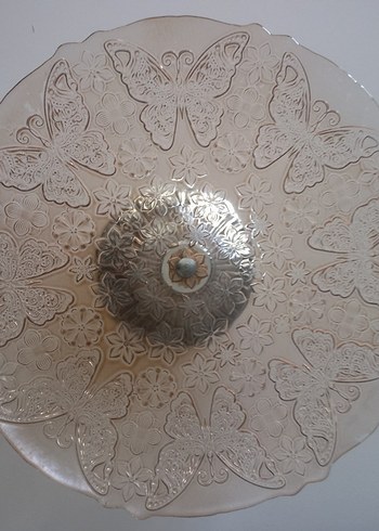 Çiçek Desenli Parlak Bej Tabak sunumluk - Görsel 16