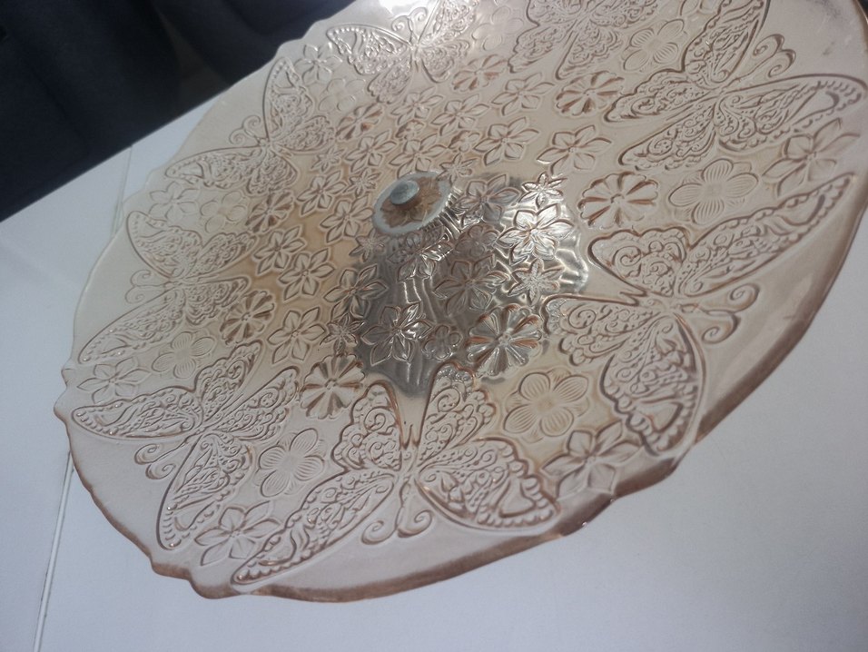 Çiçek Desenli Parlak Bej Tabak sunumluk - Görsel 5