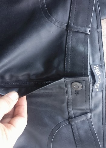 siyah Kadın Deri Kemerli Dar Paça Pantolon( zara) - Görsel 9
