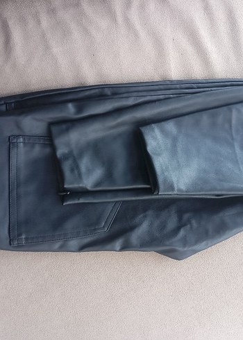 siyah Kadın Deri Kemerli Dar Paça Pantolon( zara) - Görsel 8