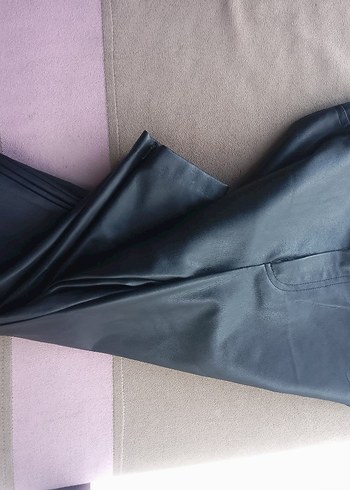 siyah Kadın Deri Kemerli Dar Paça Pantolon( zara) - Görsel 6