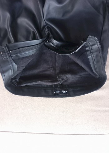 siyah Kadın Deri Kemerli Dar Paça Pantolon( zara) - Görsel 5