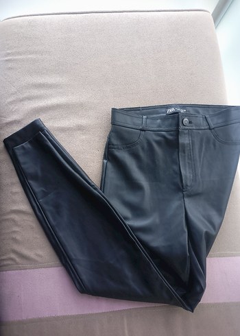 siyah Kadın Deri Kemerli Dar Paça Pantolon( zara) - Görsel 15