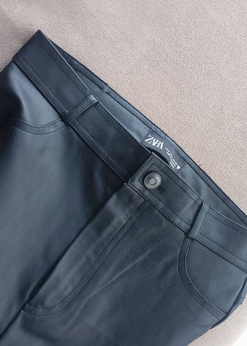 siyah Kadın Deri Kemerli Dar Paça Pantolon( zara) - Görsel 16
