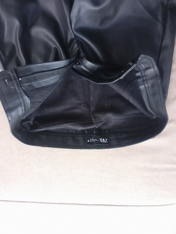 siyah Kadın Deri Kemerli Dar Paça Pantolon( zara) - Görsel 5