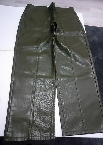 Kadın Yeşil Deri Yılan Desenli Kemerli Pantolon 44 beden - Görsel 8