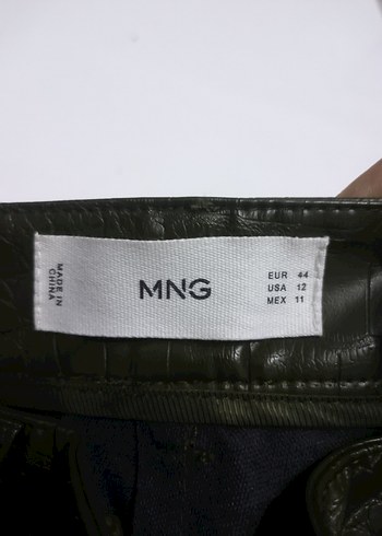 Kadın Yeşil Deri Yılan Desenli Kemerli Pantolon 44 beden - Görsel 12