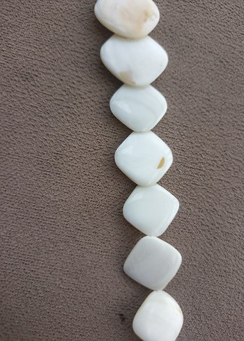 Beyaz Boncuklu( sedef ) Uzun Kadın Kolye gerdanlik el yapimi - Görsel 11