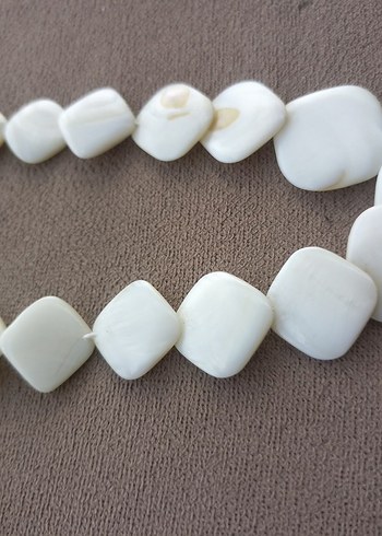 Beyaz Boncuklu( sedef ) Uzun Kadın Kolye gerdanlik el yapimi - Görsel 6