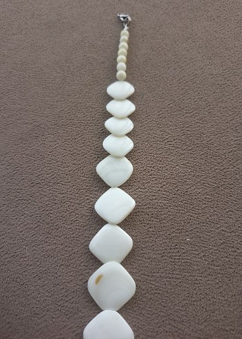 Beyaz Boncuklu( sedef ) Uzun Kadın Kolye gerdanlik el yapimi - Görsel 17