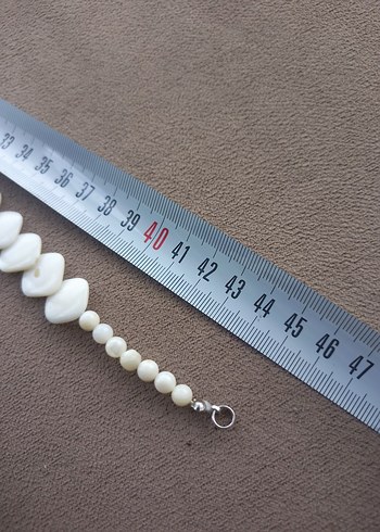 Beyaz Boncuklu( sedef ) Uzun Kadın Kolye gerdanlik el yapimi - Görsel 8