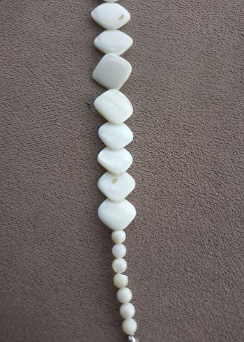 Beyaz Boncuklu( sedef ) Uzun Kadın Kolye gerdanlik el yapimi - Görsel 15