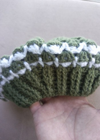 Örgü Kadın Bere, Yeşil Ponponlu - Görsel 5