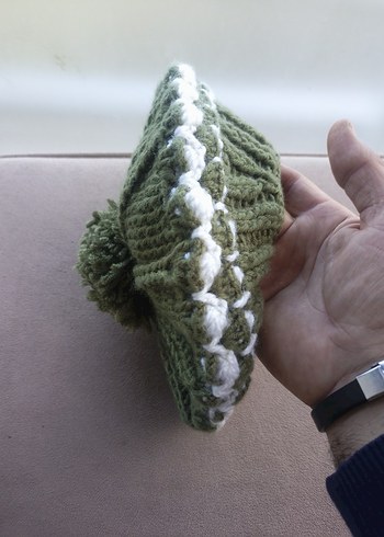 Örgü Kadın Bere, Yeşil Ponponlu - Görsel 18