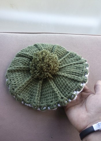 Örgü Kadın Bere, Yeşil Ponponlu - Görsel 17