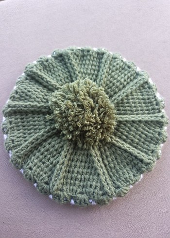 Örgü Kadın Bere, Yeşil Ponponlu - Görsel 2