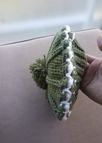 Örgü Kadın Bere, Yeşil Ponponlu - Görsel 4