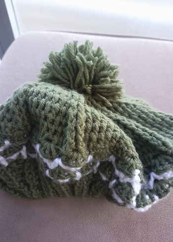 Örgü Kadın Bere, Yeşil Ponponlu - Görsel 7