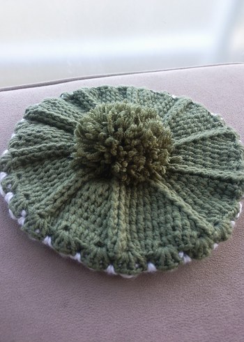 Örgü Kadın Bere, Yeşil Ponponlu - Görsel 15