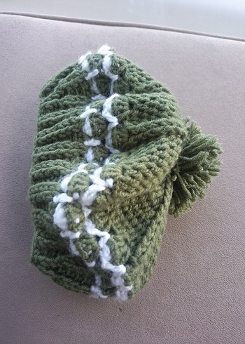 Örgü Kadın Bere, Yeşil Ponponlu - Görsel 11