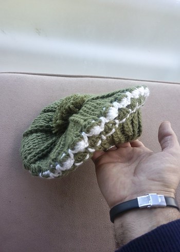 Örgü Kadın Bere, Yeşil Ponponlu - Görsel 16