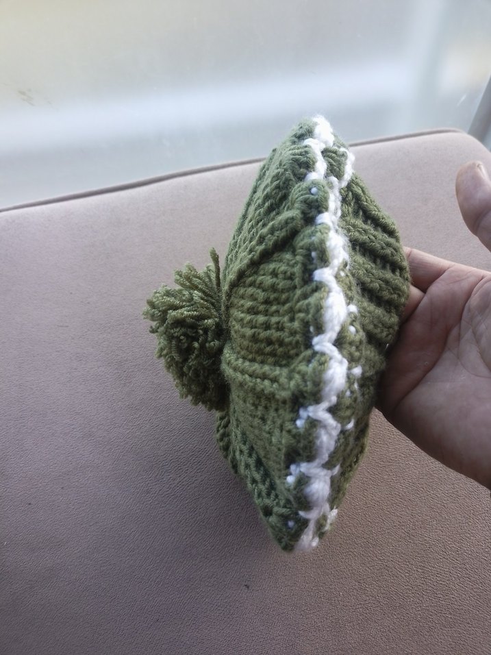 Örgü Kadın Bere, Yeşil Ponponlu - Görsel 4