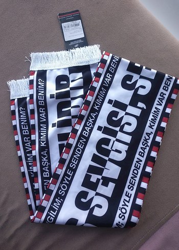 Beşiktaş Baskılı unisex Atkı Siyah beyaz - Görsel 6