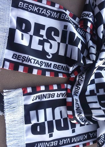 Beşiktaş Baskılı unisex Atkı Siyah beyaz - Görsel 3