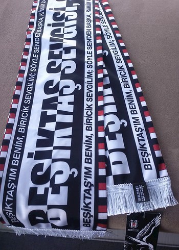 Beşiktaş Baskılı unisex Atkı Siyah beyaz - Görsel 2