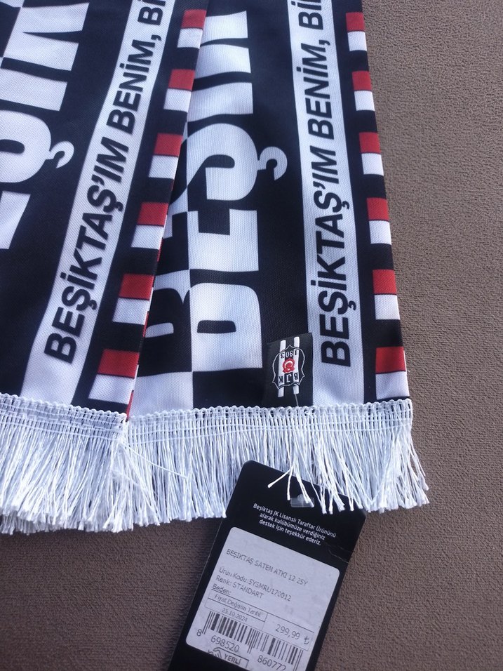 Beşiktaş Baskılı unisex Atkı Siyah beyaz - Görsel 4