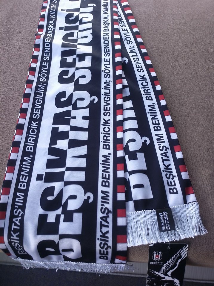 Beşiktaş Baskılı unisex Atkı Siyah beyaz - Görsel 2