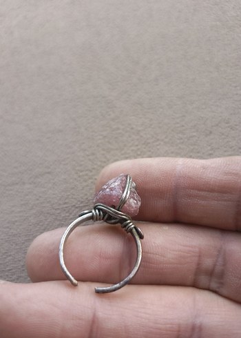 Pembe kuvars tasli  Bohem Kadın Yüzük - Görsel 8