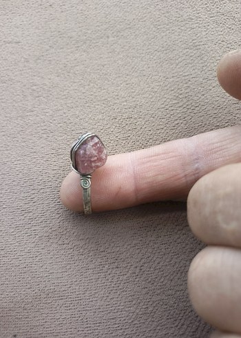 Pembe kuvars tasli  Bohem Kadın Yüzük - Görsel 10