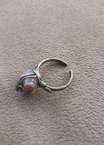 Pembe kuvars tasli  Bohem Kadın Yüzük - Görsel 4