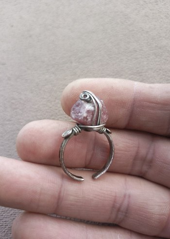 Pembe kuvars tasli  Bohem Kadın Yüzük - Görsel 13