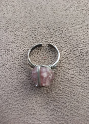 Pembe kuvars tasli  Bohem Kadın Yüzük - Görsel 3