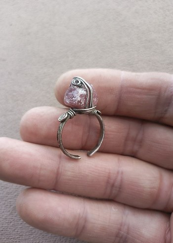 Pembe kuvars tasli  Bohem Kadın Yüzük - Görsel 12