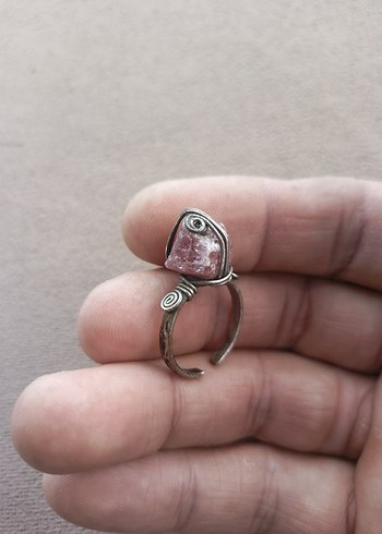 Pembe kuvars tasli  Bohem Kadın Yüzük - Görsel 11