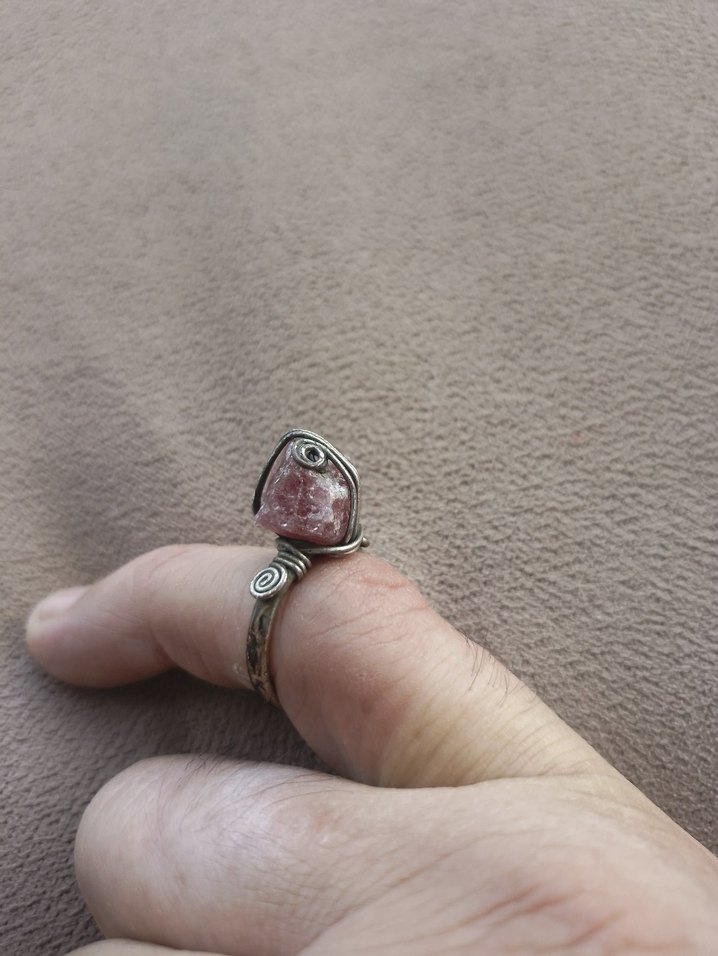 Pembe kuvars tasli  Bohem Kadın Yüzük - Görsel 2