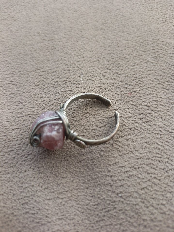 Pembe kuvars tasli  Bohem Kadın Yüzük - Görsel 4