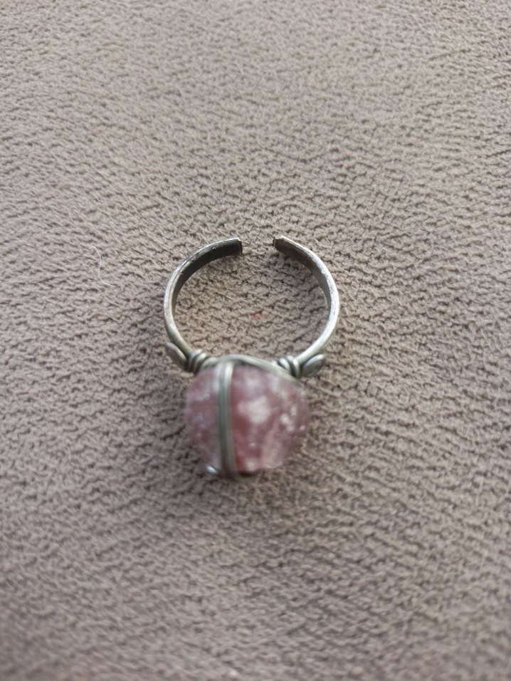 Pembe kuvars tasli  Bohem Kadın Yüzük - Görsel 3