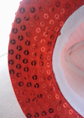 Kırmızı Parlak Pul Detaylı unisex cocuk Şapka - Görsel 8