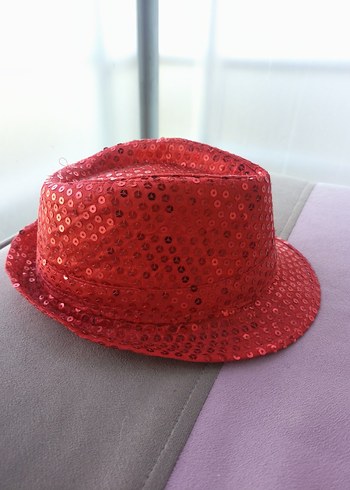 Kırmızı Parlak Pul Detaylı unisex cocuk Şapka - Görsel 5