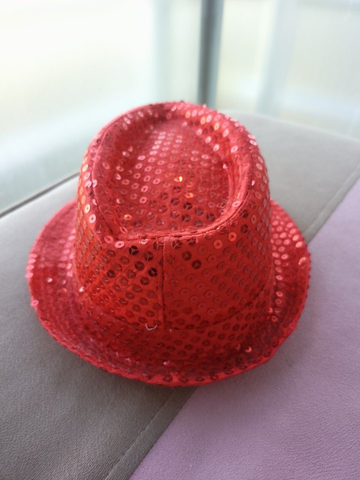 Kırmızı Parlak Pul Detaylı unisex cocuk Şapka - Görsel 4