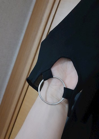 Siyah Uzun Kollu asimetrik şifon Kadın Tunik - Görsel 2