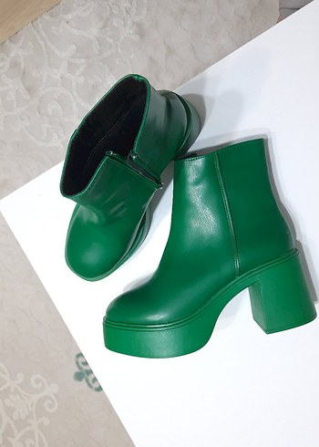 Yeşil Kadın Topuklu Bot - Görsel 6