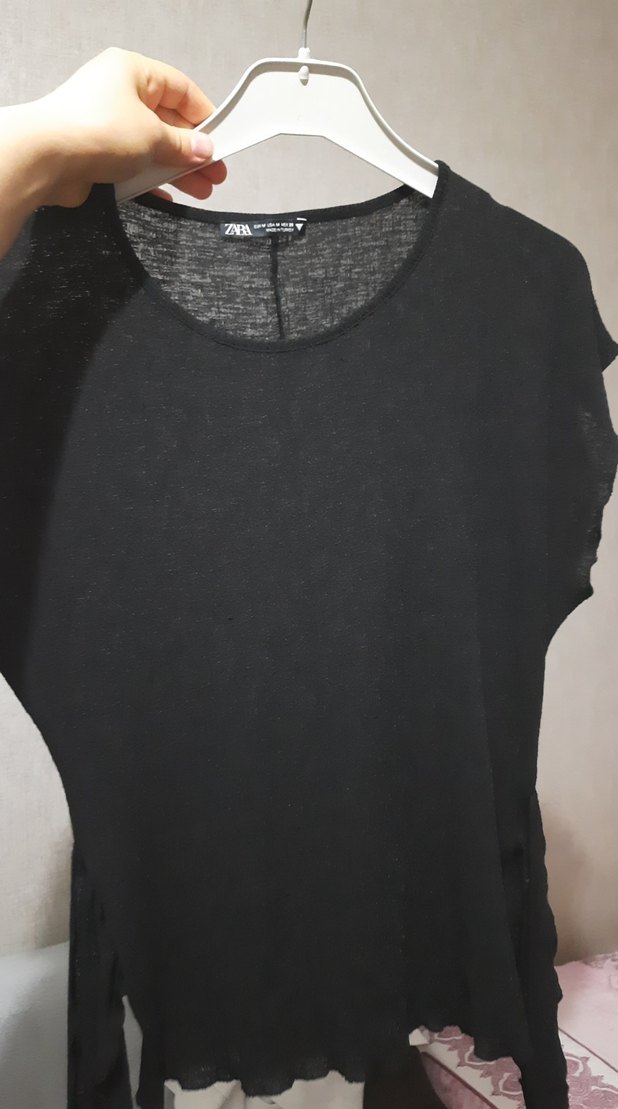 Zara Kadın Kısa Kollu bağlamalı bluz - Görsel 3